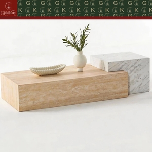 Tavolino da Caffè Rettangolare GOLDKING in Travertino Bianco <span class=keywords><strong>Carrara</strong></span> con Base Modulare in Marmo per Soggiorno, Salotto Moderno - Product Image 6