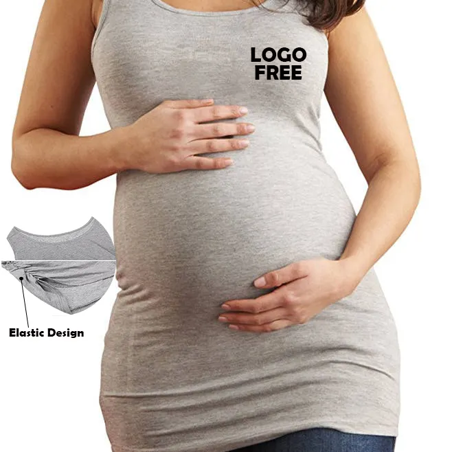 Camiseta sem mangas com logotipo personalizado, camisa de tanques para grávidas