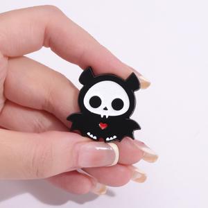 Goth Punk hewan Enamel Pin hitam putih lucu Iblis bros kerah lencana ransel aksesoris logam kerajinan Pin untuk pakaian - Product Image 4