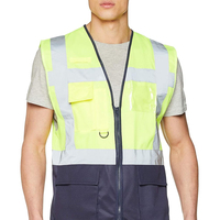 Chaleco de Seguridad Reflectante de Alta Visibilidad Naranja Personalizado Clase 1 UKCA, con Múltiples Bolsillos y Cremallera, para Construcción, Aeropuertos y Trabajo