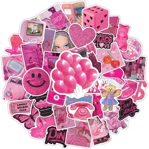 50 Stuks Schattige Barbie Meisjes Stickers Kunst Roze Cartoon Sticker Sticker Sticker Sticker Voor Dagboek Telefoon Bagage Skateboard Speelgoed Decoratief Cadeau