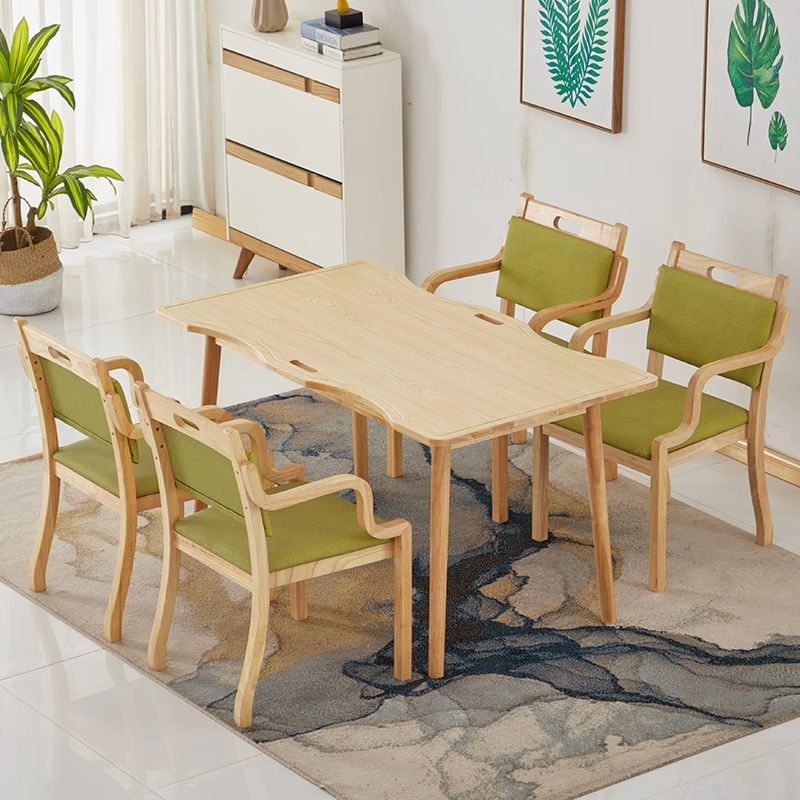 Wave-shaped dining table and chairs