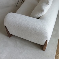 Juego de Sofás de Diseño Moderno para Sala de Estar en Hogar, Hotel o Villa con Base de Madera Maciza, Sofá Individual de Tela de Cachemira y Sofá de Tres Plazas de Terciopelo