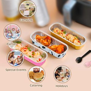 Oven Baking Cake Non-stick Dessert Disposable Rectangle <b>Macarons</b> Foil Tray 200ml Aluminum Bakeware Container Mini Bread Loaf Pan - Product Image 4