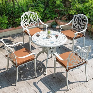 Juego de Mesa y Sillas de Aluminio Fundido para Exteriores, Diseño Nórdico Blanco, Resistente al Agua y a los Rayos UV, Duradero, 5 Piezas, para Jardín, Balcón, Patio - Product Image 3