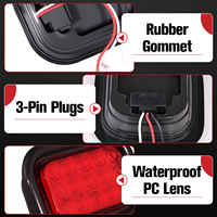 Feu Stop/Clignotant/Arrière/Stationnement Rectangulaire 15 LED (4x Rouge, 2x Blanc) 6,5"x4,7" avec Kit de Fixation à Oeillets et Fiches Pigtail 3 Fils 12V, Étanche IP67