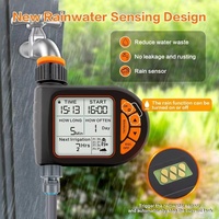 Programmateur d'arrosage à piles avec capteur de pluie, dispositif d'arrosage automatique numérique LCD pour tuyau d'arrosage extérieur, résistant aux fuites et à la rouille