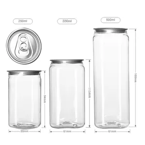 Special Design Shape PET Juice Bottle 250ml 500cc Transparent Square Bottle Juice Containers Soda Can Bottle Wholesale