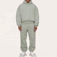 Ensemble Homme Sweat à Capuche Court et Pantalon de Jogging, Pull Épais Coupe Ample Oversize Sans Poche