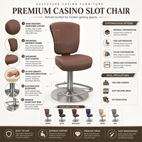 Chaises de casino de luxe Successor avec logo personnalisé, dossier réglable, pour salles de jeux OEM, comptoirs de casino, clubs et bars