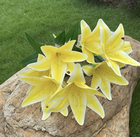 Realistische 9-Köpfige Seiden-Lilien für Abschlussfeier, Hochzeit, Wohnzimmerdekoration, Kunstblumen-Bogen und Blumenarrangements