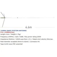 Antena de Estación Base VHF de Alta Ganancia Tipo Diamante 144Mhz, 7.8Dbi, Fibra de Vidrio F23H F23 para Comunicación