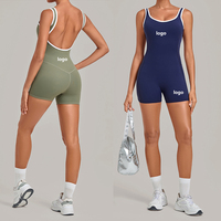 Combinaison de yoga personnalisée avec logo pour femme, sans manches, très extensible, une pièce, pour l'entraînement, effet push-up, vêtements de sport, anti-transpiration
