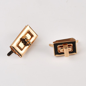 Rectangular Metal Twist Lock Rose Gold Polished <b>Hardware</b> Accessory For Bags Handbags - Product Image 2