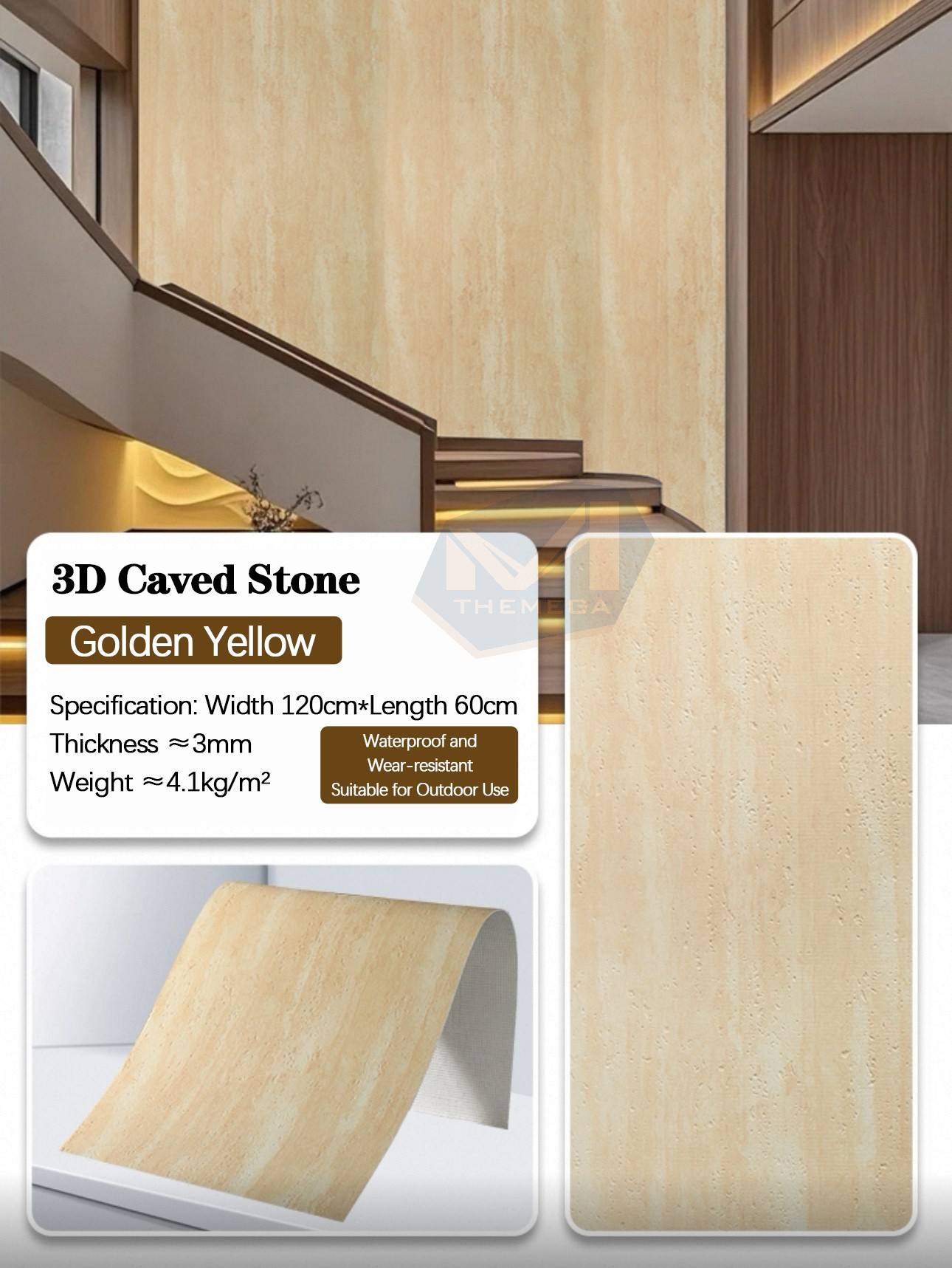 Travertin 3D (Doré)