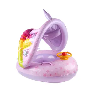 Summer baby swimming ring with steering wheel baby seat boat