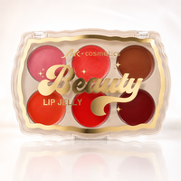 Palette de baumes à lèvres 6 teintes les mieux notées, OEM, marque privée, couleur modulable, fini brillant hydratant, bordure dorée, emballage personnalisé