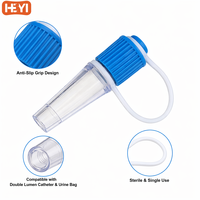 HEYI Connecteur stérile vétérinaire à double lumière avec capuchon Luer Lock, attache de retenue et poignée antidérapante pour poche à urine, 40 pièces
