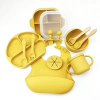 Ensemble d'alimentation pour bébé en silicone avec logo personnalisé Yuye, pour tout-petits, boîte cadeau, assiette à ventouse, bol, bavoir, cuillère, fourchette