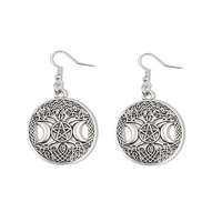 Boucles d'oreilles gothiques à pendentif de déesse Triple lune, bijou gothique Wicca Witchy pour femmes