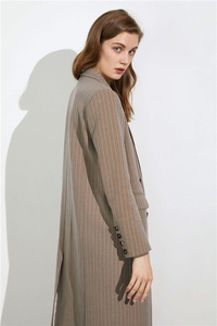 2023 <strong>Winter</strong> Fashion Modest Women's Custom Stripe <strong>Long</strong> Trench <strong>Coat</strong> for <strong>Ladies</strong> - Product Image 6