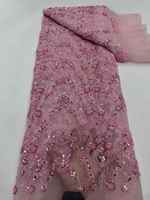 Dentelle de luxe brodée or motif vague d'eau florale à sequins pour robe de soirée de créateur, idéale pour les mariages à Dubaï et au Qatar