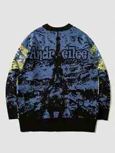 Pull-over en tricot jacquard à motif OEM & ODM avec logo personnalisé Pull en tricot de coton de grande taille pour hommes - Product Image 2