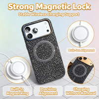 Coque tendance scintillante pour iPhone 17 18 Pro Max, étui en cuir brillant avec protection d'objectif métallique et chargement magnétique sans fil