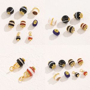 Nantong Chinese Style Agate Crystal Oval <b>Spacer</b> Beads Alloy Pendant For Bracelet Making DIY Jewelry Accessories - Product Image 4
