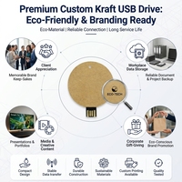 Nouvelle arrivée, clé USB écologique en paille de blé, clé USB ronde en forme de carte, clé USB 2.0, clé USB en papier, disque mémoire recyclable