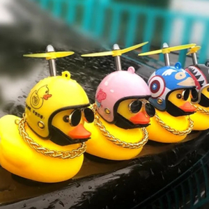Wholesale Multi-Function Customized Little Yellow Duck Bicycle Helmet Decal Inflatable Rubber Duck Bike Light Promotional Toys