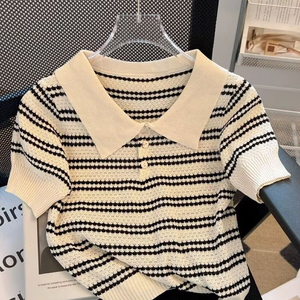 Abbigliamento Top da <span class=keywords><strong>Donna</strong></span> <span class=keywords><strong>Casual</strong></span> Estivo in Tweed con Scollo Particolare all'Ingrosso - Product Image 3