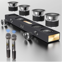 Barre de son en bois Bluetooth 600K de haute qualité, haut-parleur TV 2.1, système home cinéma karaoké avec caisson de basses, 8 haut-parleurs et microphone