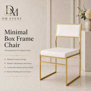 Wholesale Modern Gold Stainless Steel Square Back <b>Dining</b> <b>Chair</b> with White Cushion for Wedding Hotel Banquets - Product Image 1