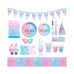 Wonderful Fancy Paper Cup Plate Tableware Napkin Boy Or Girl Pink Blue Baby Shower Party Decorations Gender Reveal Tableware Set
