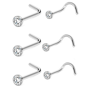 F136 Titanium mũi đinh tán Zircon prong piercing vít CZ lỗ mũi Bông tai nariz đá đồ trang sức - Product Image 1