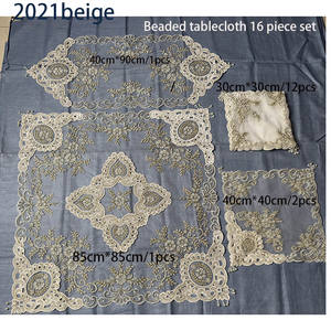 Bianco natale <span class=keywords><strong>tovaglia</strong></span> ricamo organza <span class=keywords><strong>runner</strong></span> tavolo <span class=keywords><strong>con</strong></span> perline e paillettes - Product Image 6