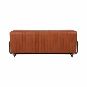 Panca Rettangolare Imbottita dal Design Moderno, Effetto Pelle Marrone, Pouf per Ingresso e Sgabello per Soggiorno - Product Image 1