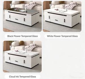 Tavolo da Caffè <span class=keywords><strong>e</strong></span> Pranzo 2-in-1 Sollevabile ed Estensibile, Pieghevole <span class=keywords><strong>e</strong></span> Mobile, Decorativo in Legno <span class=keywords><strong>e</strong></span> Vetro, Minimalista per Case Piccole - Product Image 6