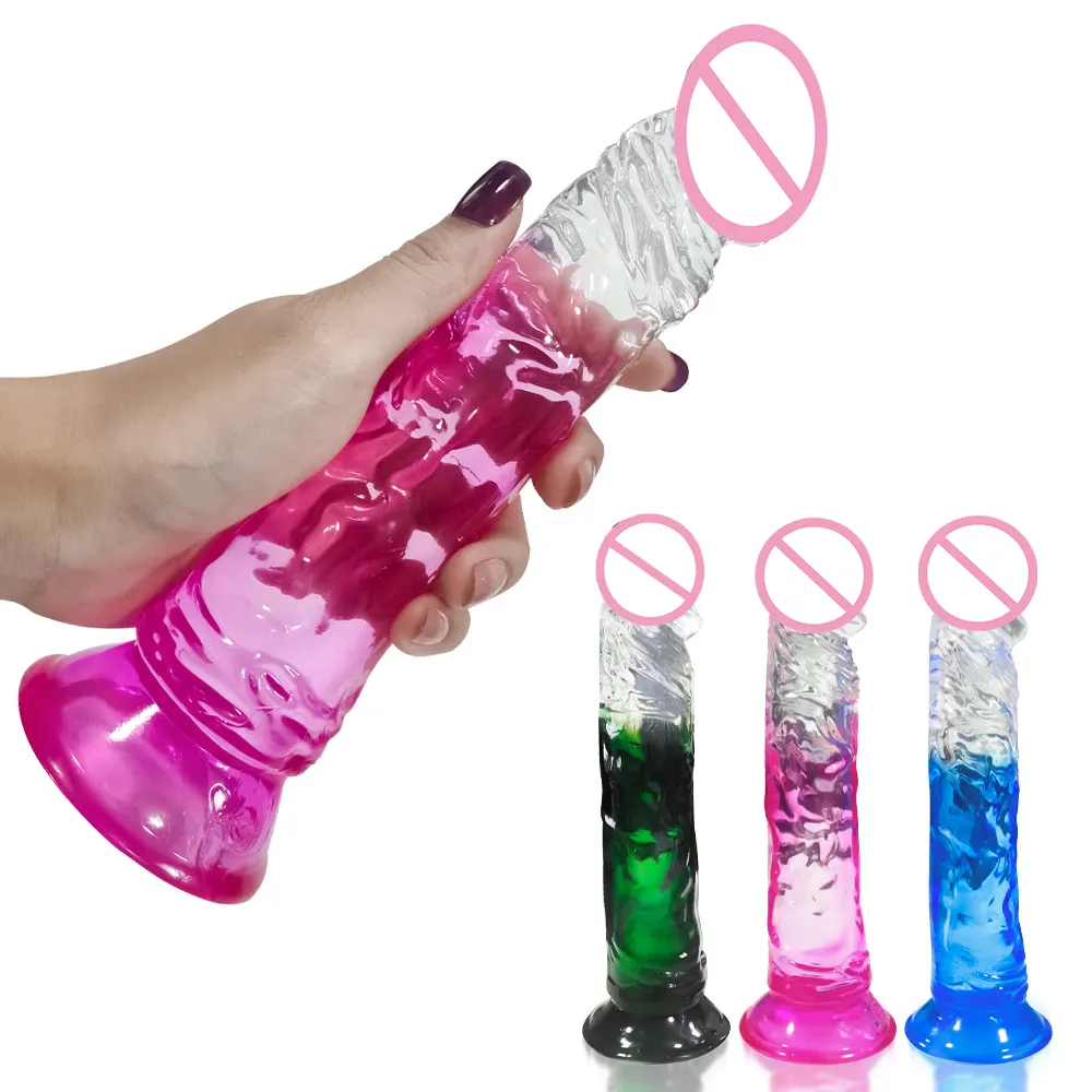 Amazon Hot Sell Jelly Dildo trasparente enorme pene giocattoli del sesso per le donne giocattolo adulto grande Dildo con forte ventosa prezzo basso