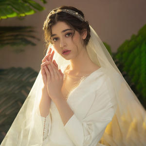 ชุดแต่งงานทรงวีบอลยาวแบบเบา สไตล์ฝรั่งเศสย้อนยุค แขนยาว คอวี พร้อมชายกระโปรงยาว สำหรับงานแต่งงานฤดูหนาวปี 2025 - Product Image 3