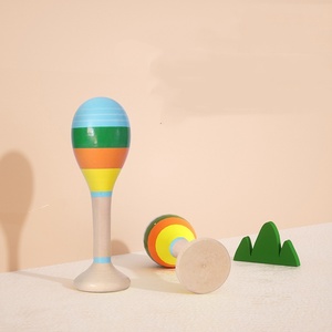 Maracas de Madera Coloridas, Instrumento de Percusión Orff, Juguete Musical Educativo para Niños, Sonajero, Maraca de Juguete - Product Image 3