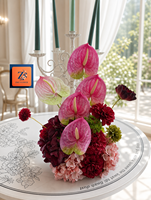 Bouquet de mariée de luxe en soie artificielle rouge bordeaux, arrangement d'hortensias pour allée, fleurs de mariage, fournitures de fête, centres de table