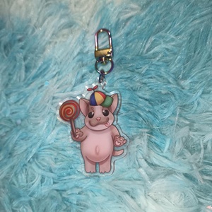 OEM ODM Figura de acrílico de cachorro <span class=keywords><strong>Pitbull</strong></span> con diseño de meme, estilo caricatura adorable, con dije de piruleta - Product Image 1