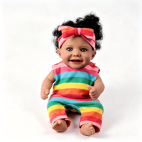 Poupée bébé réaliste en silicone de 12 pouces, complète avec des vêtements de poupée à la mode, des cheveux bouclés mignons, jeu d'imitation pour enfants, cadeau d'anniversaire