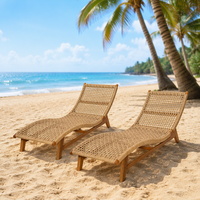 Chaise longue en osier tressé à la main, lit de repos d'extérieur, chaise longue inclinable pour piscine, jardin, plage