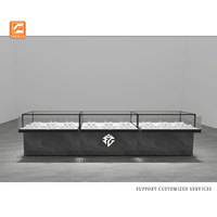 Vitrine de magasin de bijoux en marbre gris de luxe vitrine en verre de conception personnalisée pour collier boucles d'oreilles kiosque lumière LED