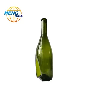 Yeni tasarım sıcak satış kesim şarap şişesi Tealight cam mumluk ev dekorasyon noel açık yeni stil tipo baskı