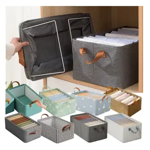 Organizzatore di vestiti per la casa scatola portaoggetti in tessuto pieghevole grigio
