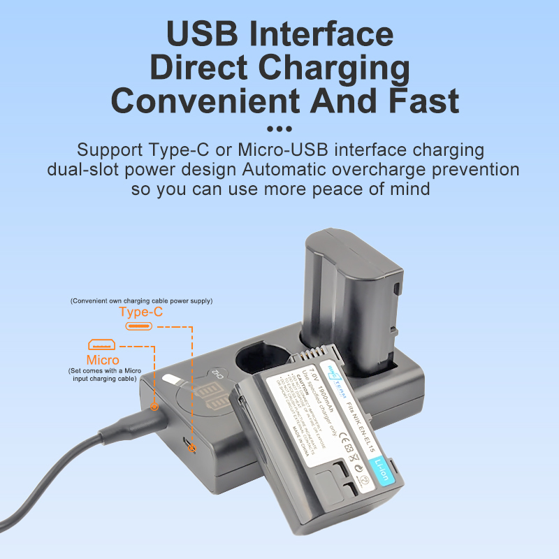 Caricabatterie Dual USB Hisewen Per Nikon EN-EL15/EL15a/EL15b/EL15c - Compatibile Con D750, D850, Z6, Z7 - Foto 14